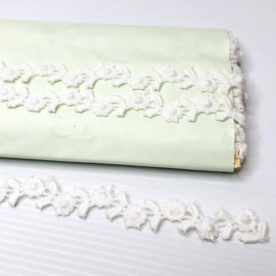 Vintage Lace Trim White Floral Edging Ribbon Piece Austrian Decorative Fabric - image 1 of 4