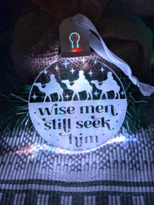 Wise Men Will Seek Him Christmas Bauble LED Light Hanging Tree Decoration - Bild 1 von 10