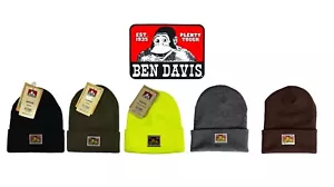 Ben Davis Beanie Unisex Acrylic Cuffed Knit Hat Mens Layered Casual Skull Cap - Picture 1 of 11