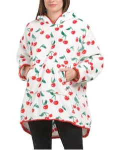 NWT Marlo Lorenz Throwzy Ultra Soft Wearable Poncho Coverup O/S Cherries - Picture 1 of 5