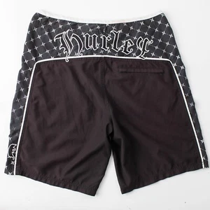 Hurley Board Shorts Swim Trunks Mens Medium Black & White - Picture 1 of 9