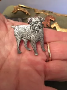 Vintage 70er ENGLISCHE Griffon Brüssel Bruxellois Ewok Hund Brosche versilbert - Bild 1 von 7