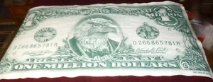 MILLION DOLLAR BILL BLANKET w EAGLE HEAD, 71" x 36" Felt, Horse Blanket? VG/Excl - Picture 1 of 5