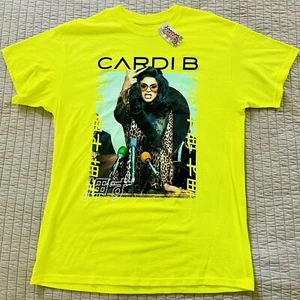 *NWT* Cardi B “The Finger” Shirt Neon Yellow Adult Large Short Sleeve Rap Tee - Picture 1 of 5