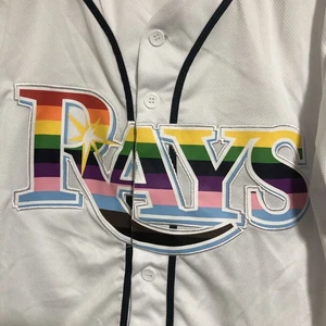 Tampa Bay Rays Rainbow Pride Jersey - Tropicana Field - Size Medium Chevrolet - Picture 1 of 6