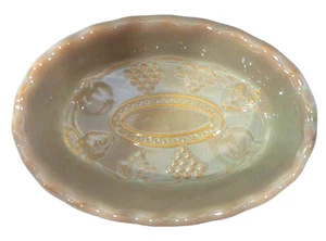 Vintage Gibson's Stoneware Bakeware Embossed Oval Bowl Fruit Grapes Pattern - Picture 1 of 6