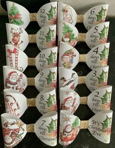 WEIHNACHTEN COUNTDOWN ROT 12 4" BEDRUCKT CANVAS STOFF SCHLEIFE SCHLAUFEN MACHEN HAARSCHLEIFEN - Bild 1 von 3
