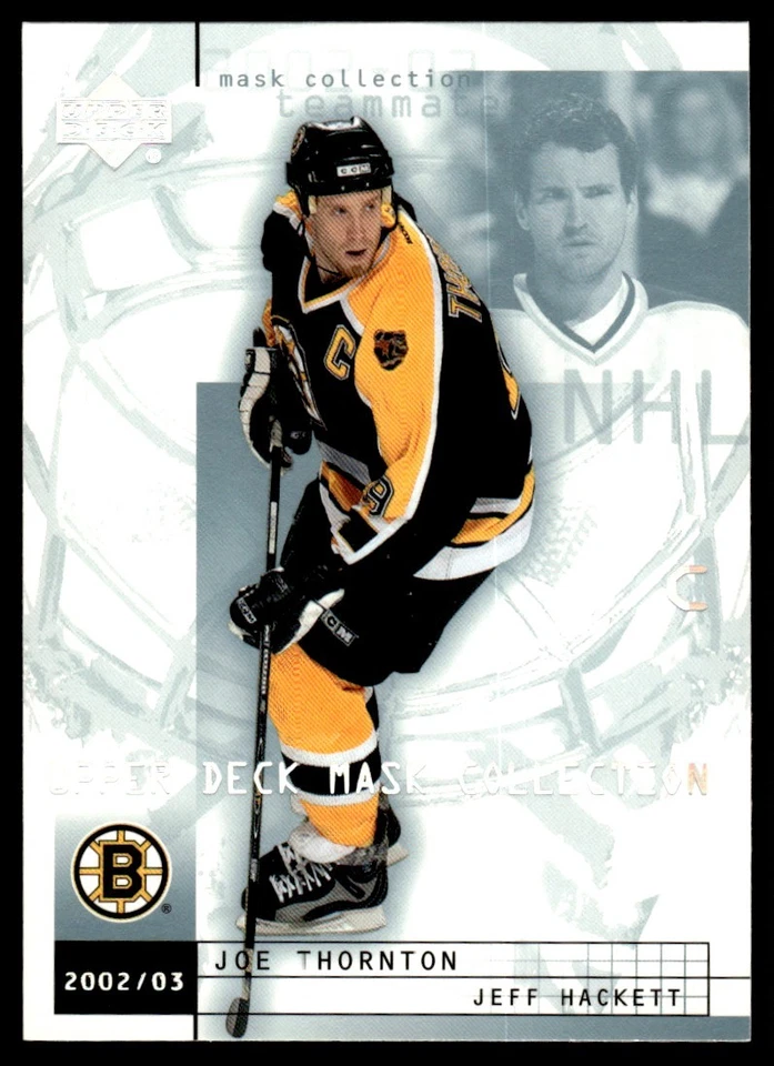 2002-03 Upper Deck Mask Collection Joe Thornton/Jeff Hackett Boston Bruins #10 - Image 1 of 2