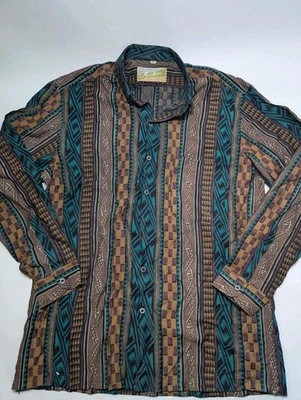 Vintage Marlboro Aztec Western Shirt Sz Medium Button Up Geometric Print 90s - Image 1 of 4