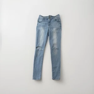 WAX JEAN, BUT I LOVE YOU, STRETCH BLUE DENIM DISTRESSED JEANS SIZE 7/28 EUC - Picture 1 of 7