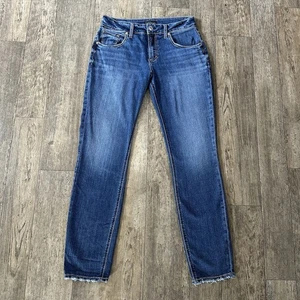 Silver Jeans Co BOYFRIEND Size 29 Mid Rise Raw Hem Skinny Denim Pants 28x29.5 - Picture 1 of 10