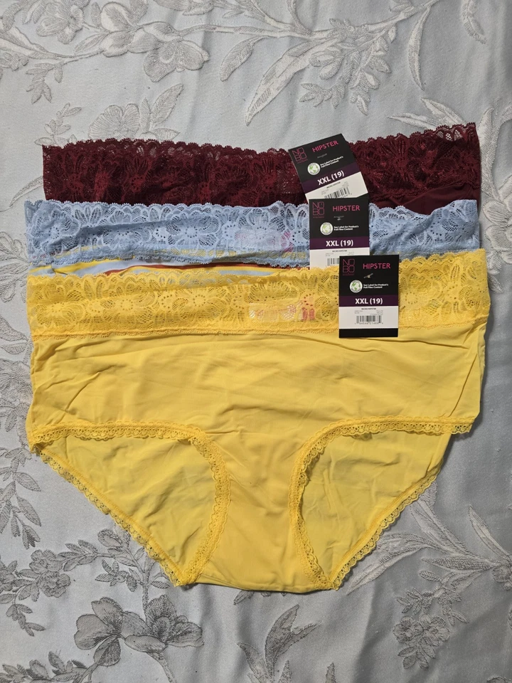 Без границ NOBO микро кружева 3-Pack многоцветный хипстер трусики размер XXL 19 новый с Ярлыками - Изображение 1 из 4