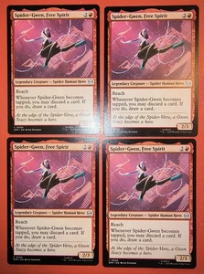 4X PLAY SET, MTG: SPIDER-MAN,SPIDER-GWEN,FREE SPIRIT 0090, REGULAR FINISH,NM  - Picture 1 of 2
