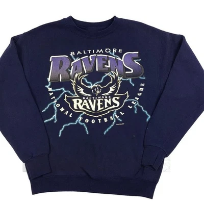 Baltimore Ravens Lightning 90s Navy Crewneck Sweatshirt vtg S-5XL RM0579 - Image 1 of 2