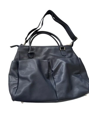 LEVENGER Charlotte Leather Tote Bag -  Navy Blue - Image 1 of 4