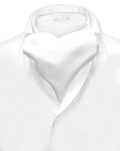 Vesuvio Napoli ASCOT Solid WHITE Color Cravat Mens Neck Tie - Picture 1 of 2