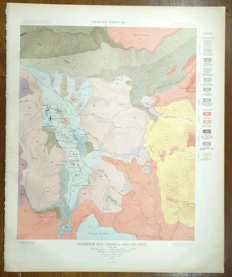 Vintage 1904 USGS YELLOWSTONE PARK WYOMING Map Old Antique MAMMOTH HOT SPRINGS - Image 1 of 4