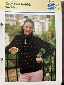 Original Knitting Pattern Ladies Bobble Sweater Jumper Top - Picture 1 of 1
