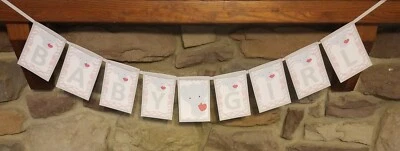 Banner BABY GIRL BABY SHOWERS, fiesta, decoración, sesión de fotos rosa y gris Foto 1 de 4