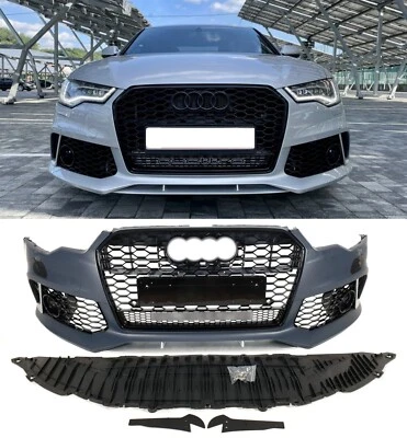 Parachoques delantero con parrilla RS6 negro para Audi A6 C7 2012-2015 VFL - Imagen 1 de 4