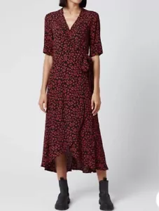 New Ganni Crepe Wrap Midi Dress NWT  - Picture 1 of 11