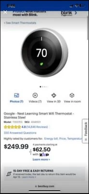 Google Nest learning thermostat NEW IN BOX - 2nd Generation never opened sealed - Image 1 of 3