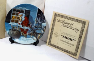 1981 ROYAL MANOR PLATE PORCELAIN ~SHHH~ F1RST EDITION CHRISTMAS # 1160 BOX & COA - Picture 1 of 8