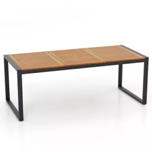 79"Rectangle Patio Outdoor Dining Table Acacia Wood Tabletop w/1.9"Umbrella Hole - Picture 1 of 10
