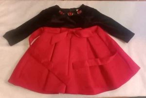 Girls GEORGE Black Velvet And Red Dress SIZE 12M - Picture 1 of 9
