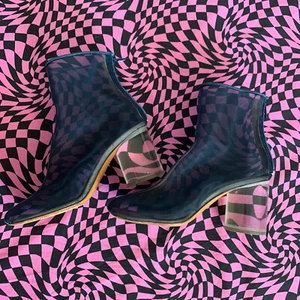 Maison Martin Margiela Sheer Mesh Boots Size 37 Clear Heels - Picture 1 of 8