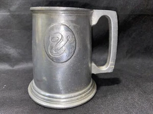 🍺 Vintage Pewter Beer Ale Stein Mug  Tankard RWP Monogrammed With A “V” - Picture 1 of 10