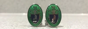 *****“Thomas PINK “Coat of Arms” Design Green Guilloche Enamel Cufflinks***** - Picture 1 of 10