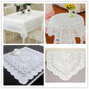 White Vintage Embroidered Lace Tablecloth Dining Table Cloth Cover Wedding Decor - Picture 1 of 89