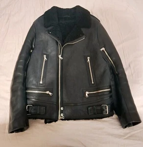 Balmain Shearling Leather Biker Jacket size 54 XL - Picture 1 of 8