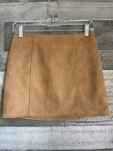 Ivy + Main Womens Jrs Size S Tan Faux Suede Mini Skirt Poly Blend Short Casual - Picture 1 of 4