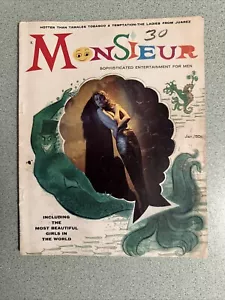 MONSIEUR Magazine January 1958 Mermaid Pixie Wolf Girl Pin Up Lad Mag Vtg Nude - Picture 1 of 12