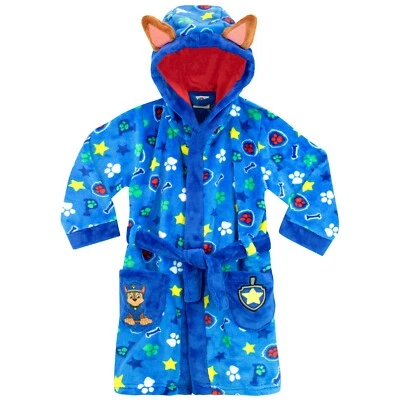 Paw Patrol Chase Dressing Gown Kids Boys 18 24 Months 2 3 4 5 6 7 8 Years Blue