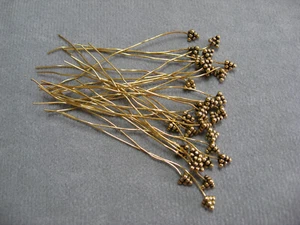 Antiqued Gold Plate Headpins with Pyramid Gold Head 2.5 Inches Long 5mm Head - Picture 1 of 3