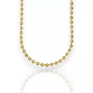 Collana catena maglia taglio luna sfere perline - oro giallo 14 carati - massiccio - Foto 1 di 8