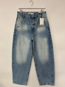 Jeans donna Bershka skater lavaggio medio blu denim taglia 10 nuovo con etichette - Foto 1 di 17