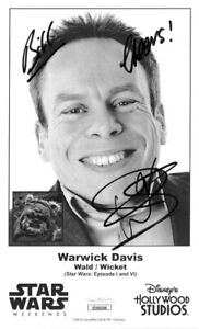 Warwick Davis signed Wicket Star Wars Weekends 4.5x7.5 B&W Photo To Bill- JSA