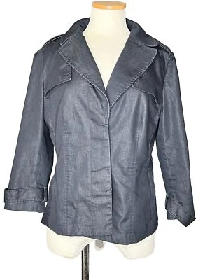 Willi Smith Womens Size 10 Black Midnight Blazer Jacket 3/4 Sleeve Button Front Foto 1 de 4