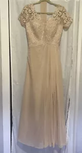 Mutter der Braut/Bräutigam Kleid Größe 4-6 Champagner Korsett Krawatte kurzärmelig - Bild 1 von 15