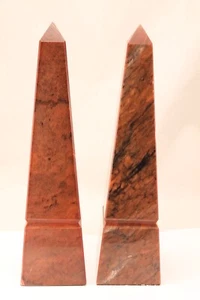 Vintage Rouge Marble Obelisks 12" - Picture 1 of 10