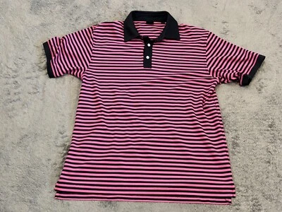 Dunning Golf Polo Mens XL Pink Blue Striped Short Sleeve Collared Active Preppy - Imagem 1 de 4