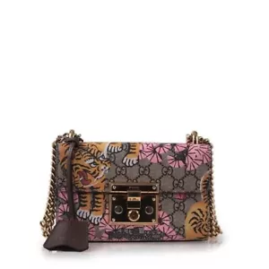 Gucci Padlock Shoulder Bag Bengal Print GG Coated Canvas Small - Picture 1 of 12