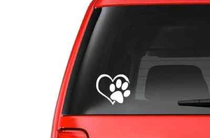 Heart Paw White (A21) Dog Cat Puppy Vinyl Decal Sticker Car/Truck Laptop Window - Picture 1 of 1
