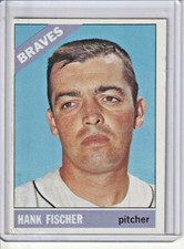 Hank Fischer Atlanta Braves 1966 Topps Baseball Card #381 (SET BREAK) (B)