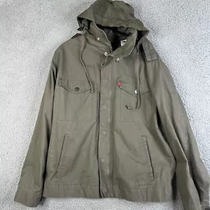 Chaqueta Levi Strauss Para Hombre XL Verde Lona Lavada Abrigo Militar Capucha Escondite - Imagen 1 de 21