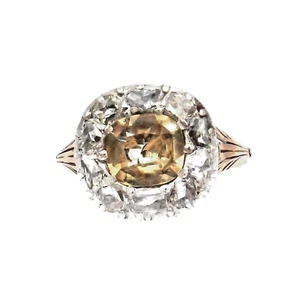 Antiker Citrin Diamant Ring in 14K Gold und Silber um 1870 - Picture 1 of 6